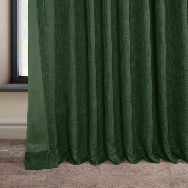 Key Green Faux Linen Extra Wide Room Darkening Single Panel Curtain, image 7