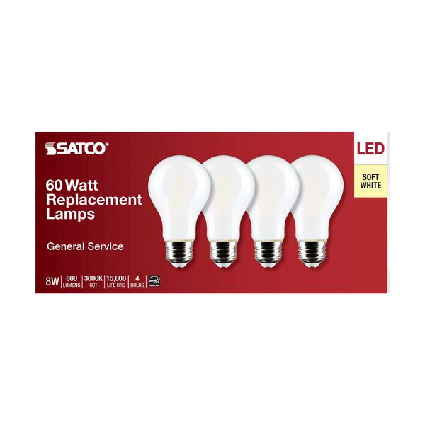 Soft White 3000K A19 LED Bulb, Set of Four, image 5