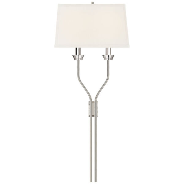 Lana Tail Sconce in Polished Nickel with Linen Shade by Suzanne Kasler, image 1