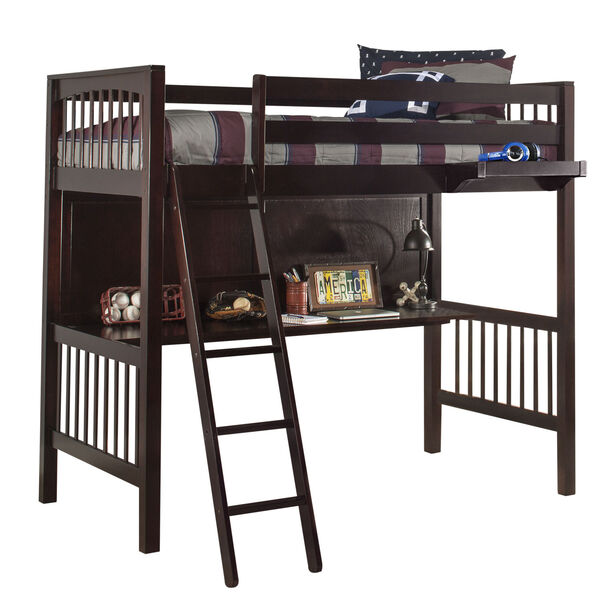 Pulse Chocolate Twin Loft Bed With Hanging Nightstand, image 2