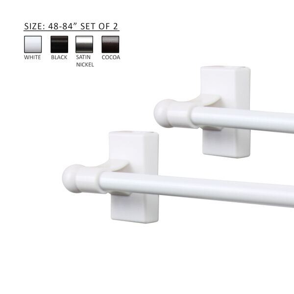 White 48-84 Inch Magnetic Rod, Set of 2, image 3