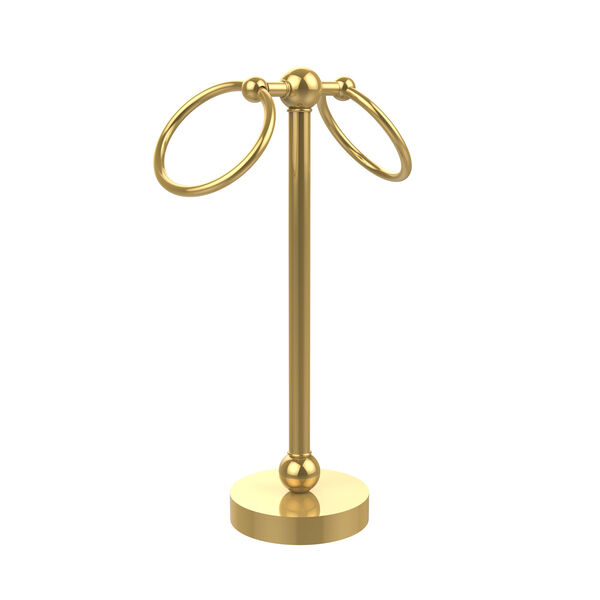 Vanity Top 2 Ring Guest Towel Holder, Unlacquered Brass, image 1