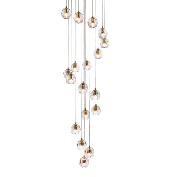 Eren Gold 20-Inch 18-Light Pendant with Royal Cut Clear Crystal, image 3