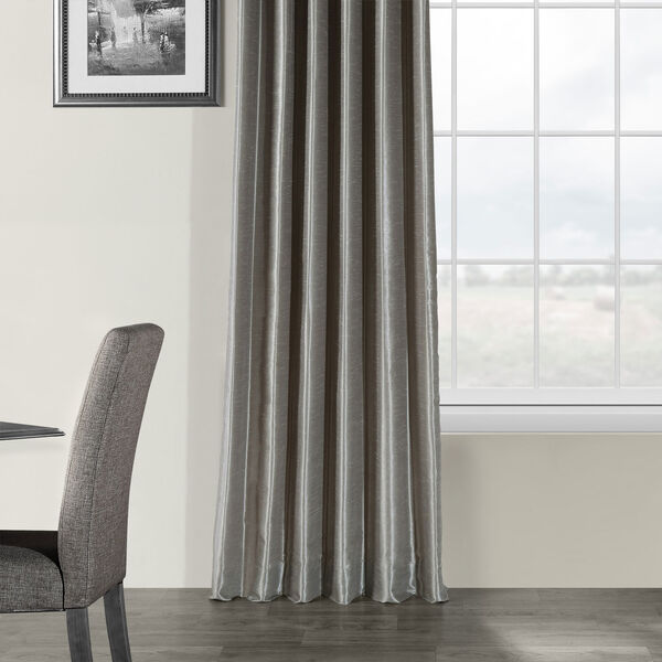 Silver Vintage Textured Faux Dupioni Silk Single Panel Curtain, 50 X 120, image 5