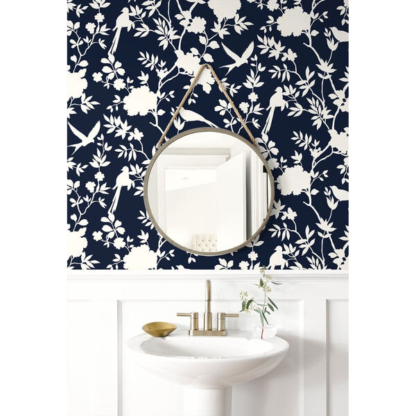 Lillian August Luxe Haven Navy Blue Mono Toile Peel and Stick Wallpaper, image 3