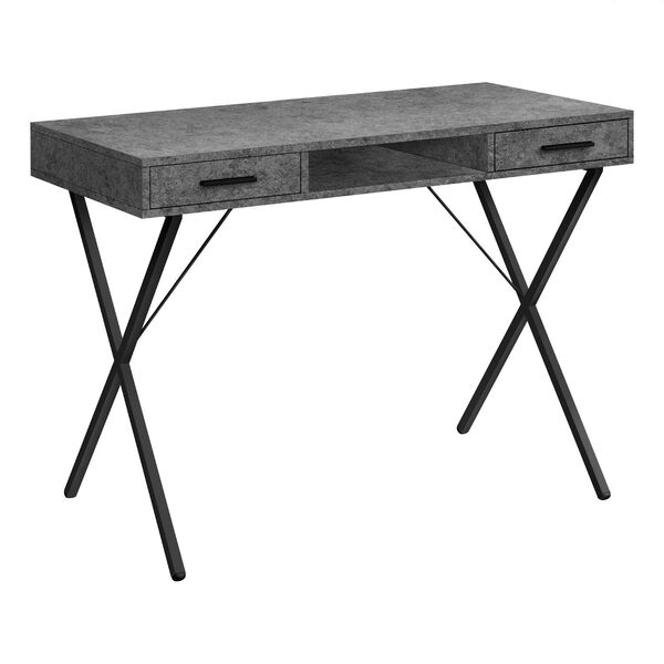 Dark Grey and Black Computer Desk with Two Drawers, image 1
