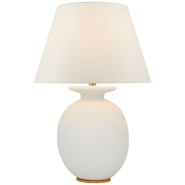 Hans Medium Table Lamp in Sandy White with Linen Shade by Christopher Spitzmiller, image 1