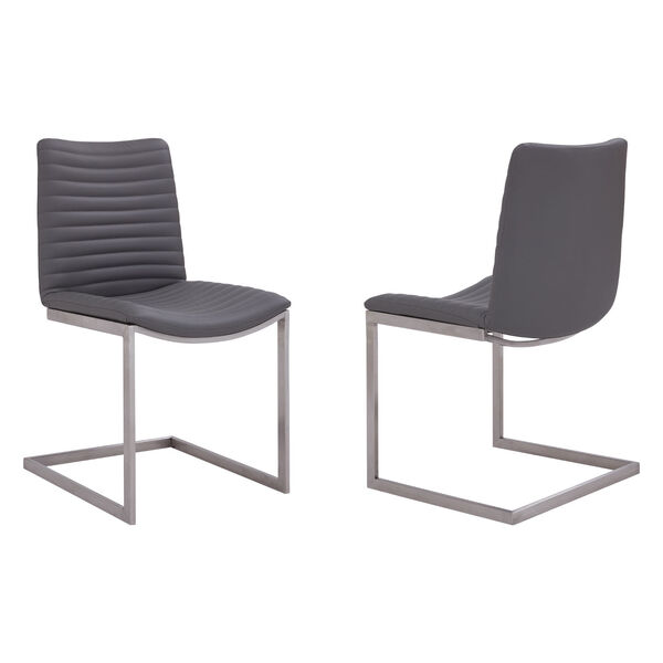 April Gray with Brushed Stainless Steel Dining Chair, Set of Two, image 1
