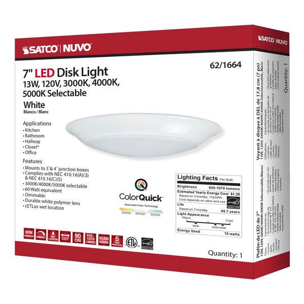 White 7-Inch 5000K Integrated LED Disk Light, image 5
