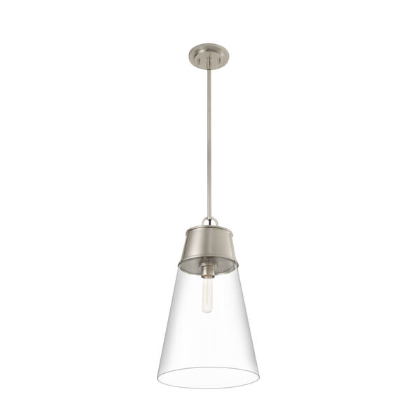 Wentworth Brushed Nickel One-Light Pendant with Clear Glass Shade, image 5