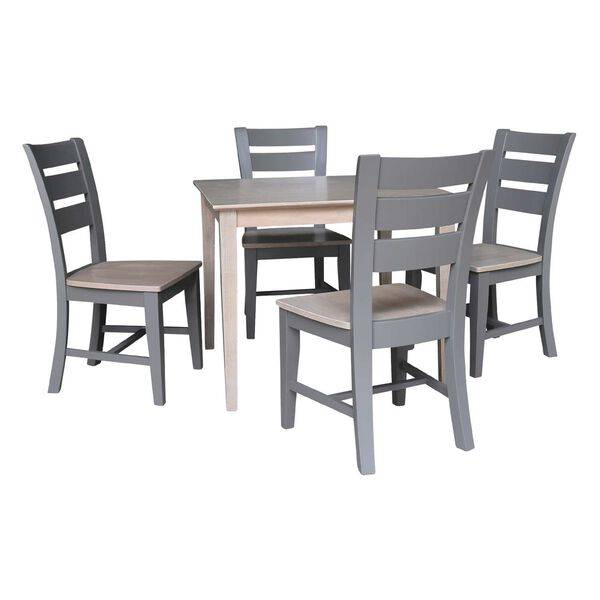Washed Gray Clay Taupe 36 x 36 Inch Dining Table with Four Chairs, image 1