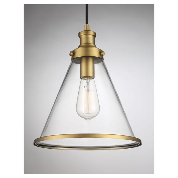 Lowry Natural Brass One-Light Pendant with Clear Glass, image 5
