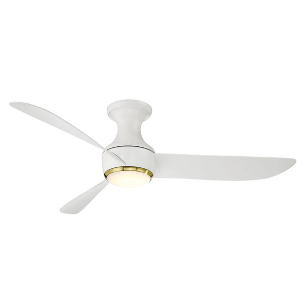 Corona Satin Brass and Matte Black 52-Inch 2700K Indoor Outdoor Smart LED Flush Mount Ceiling Fan, image 1