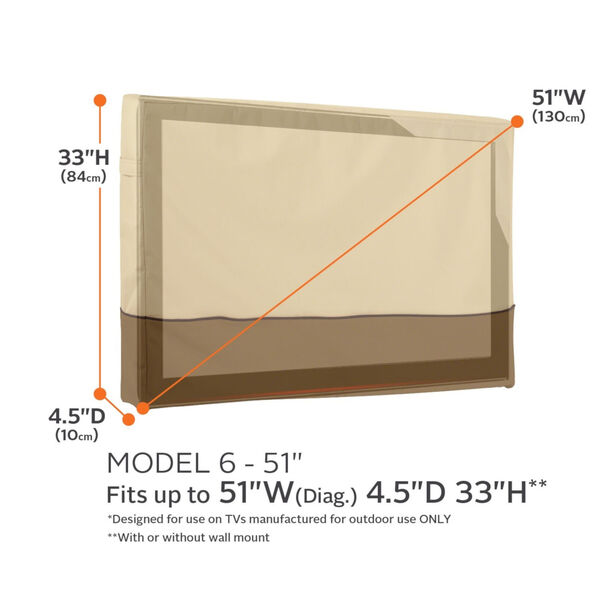 Ash Beige and Brown 51-Inch Outdoor TV Cover, image 4
