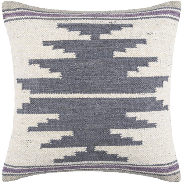 Alamosa Charcoal, Denim and Bright Purple 20-Inch Pillow, image 1