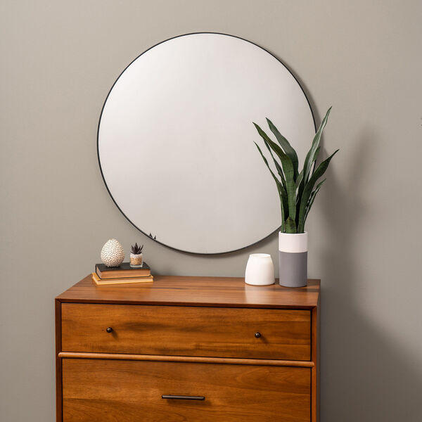 Franco Matte Black 34 x 34-Inch Round Wall Mirror, image 1