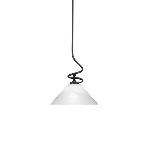 Capri Matte Black One-Light Pendant with White Marble Glass, image 1