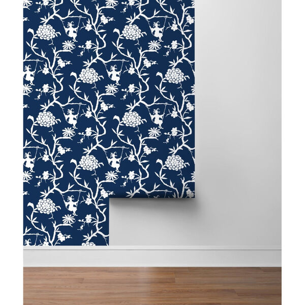 NextWall Blue Chinoiserie Silhouette Peel and Stick Wallpaper, image 5