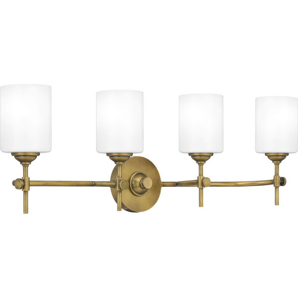 Aria Weathered Brass Four-Light Bath Vanity with Opal Glass, image 2