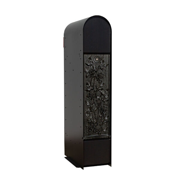 MailKeeper 150 Black 49-Inch Locking Column Mount Mailbox with Decorative Morning Rose Design Front, image 2