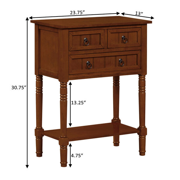 Kendra Cherry Three Drawer Hall Table with Shelf, image 7