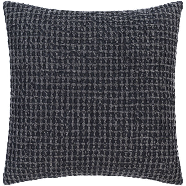 Waffle Black 20-Inch Throw Pillow, image 1