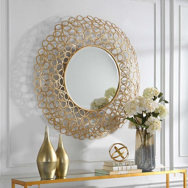 Swirl Gold 42 x 42-Inch Round Wall Mirror, image 1