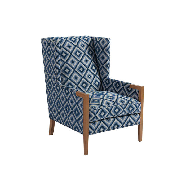 Upholstery Blue Pattern Stratton Wing Chair, image 1
