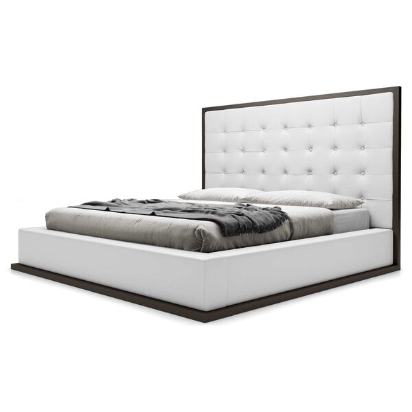 Wigan White Eco Leather and Wenge Queen Bed, image 2