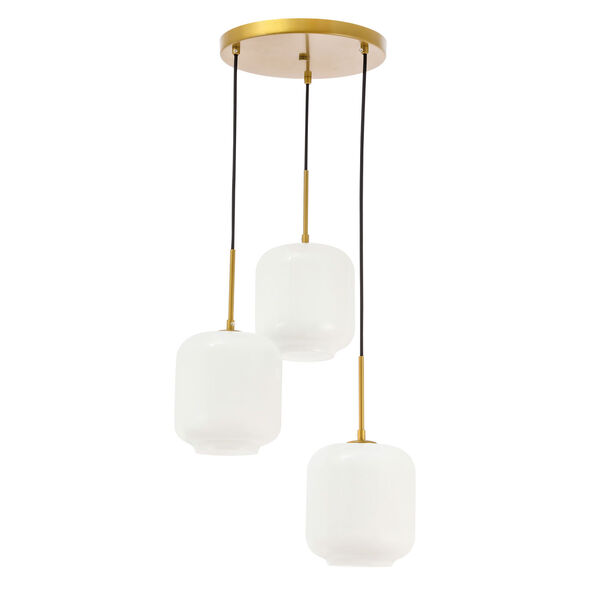 Collier Brass 18-Inch Three-Light Pendant with Frosted White Glass, image 3