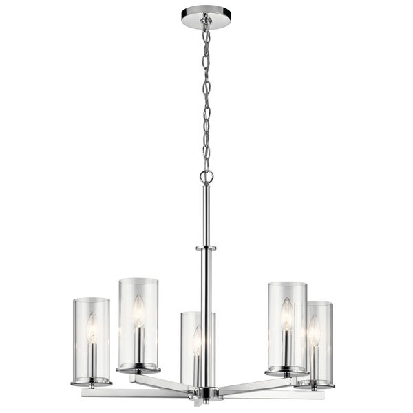 Crosby Chrome 26-Inch Five-Light Chandelier, image 1