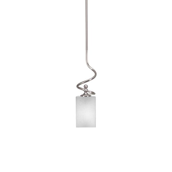 Capri Brushed Nickel One-Light Mini Pendant with Four-Inch White Cylinder Muslin Glass, image 1