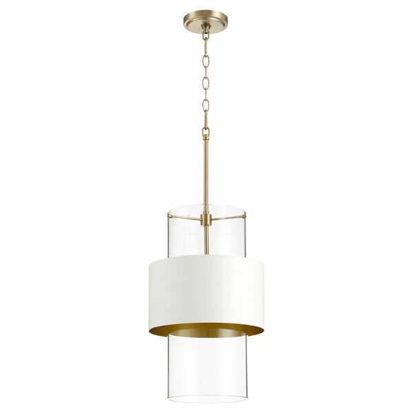 Aged Brass and Studio White One-Light 12-Inch Pendant, image 1