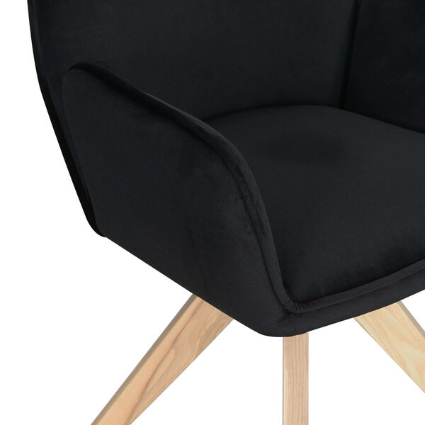 Miranda Velvet Black Natural Wood Accent Chair, image 6