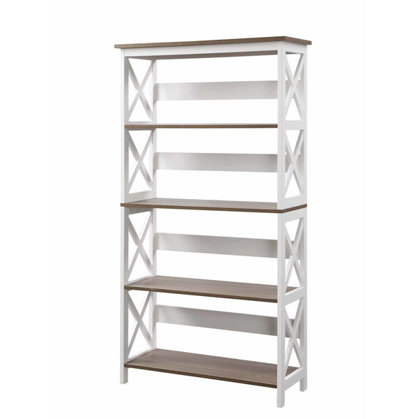 Oxford Driftwood White MDF Five-Tier Book Case, image 1