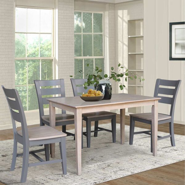 Washed Gray Clay Taupe 30 x 48 Inch Dining Table with Four Chairs, image 2