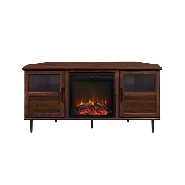 Owen Dark Walnut Angled-Side Fireplace Corner TV Stand, image 2