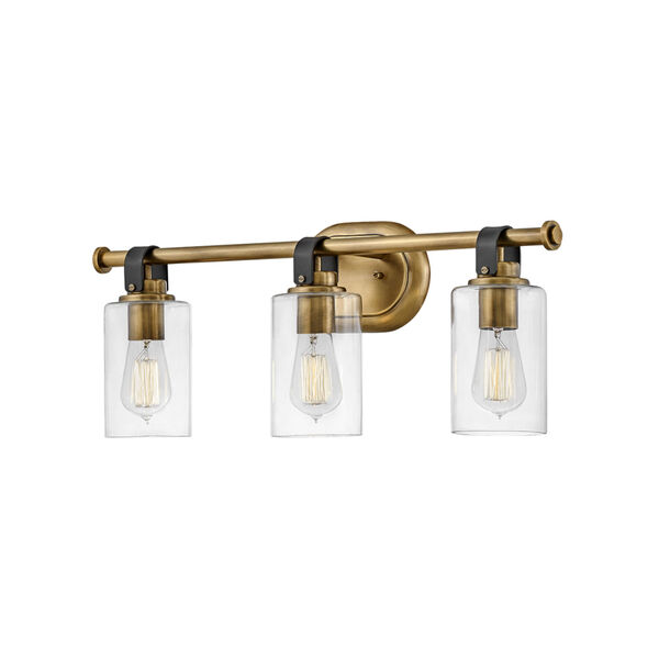 Halstead Heritage Brass Three-Light Bath Vanity With Clear Glass, image 2