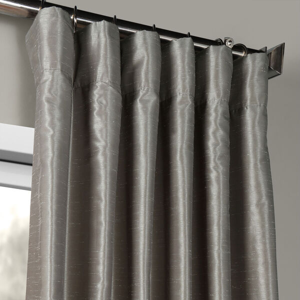 Silver Vintage Textured Faux Dupioni Silk Single Panel Curtain, 50 X 96, image 2