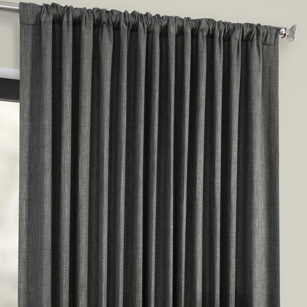 Green Faux Linen Extra Wide Blackout Curtain Single Panel, image 3