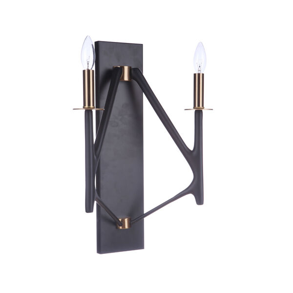 The Reserve Flat Black Painted Nickel Two-Light Wall Sconce, image 1