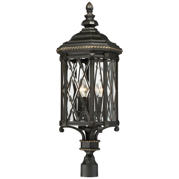 Bexley Manor Black with Gold Highlights Four-Light Post Mount, image 1