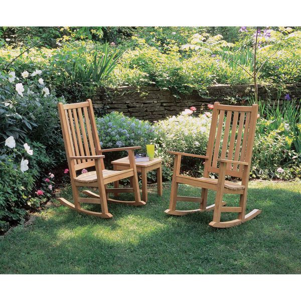 Classic Natural Outdoor Rocking Chair and End Table Set, 3-Piece, image 2