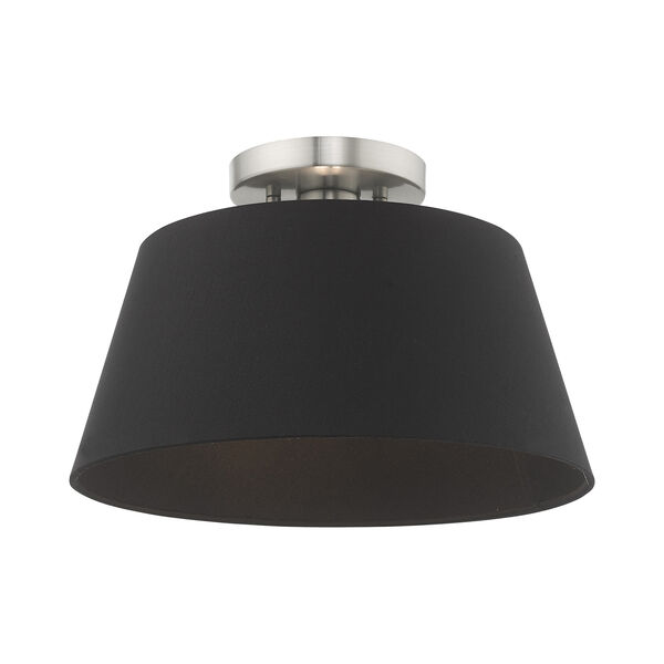 Belclaire Brushed Nickel 13-Inch One-Light Ceiling Mount with Hand Crafted Black Hardback Shade, image 3