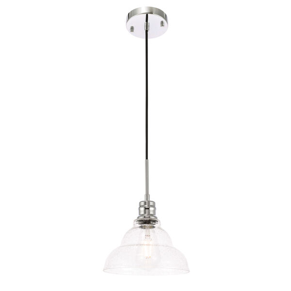 Gil Chrome Nine-Inch One-Light Mini Pendant with Clear Seeded Glass, image 6