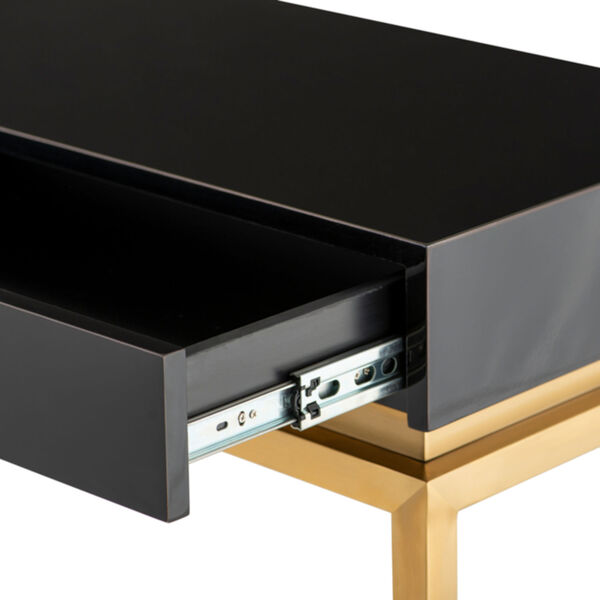 Isabella Polished Black and Gold Console Table, image 4