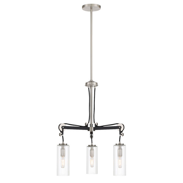Pullman Junction Coal and Brushed Nickel Three-Light Chandelier, image 1
