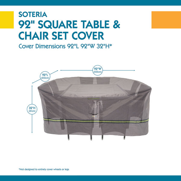 Soteria Grey RainProof 92 In. Square Patio Table with Chairs Cover, image 3