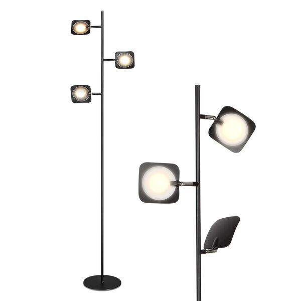 Tree Black Three-Light Integrated LED Floor Lamp, image 1