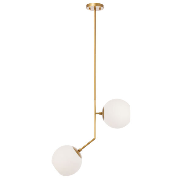 Ryland Brass Eight-Inch Two-Light Mini Pendant with Frosted White Glass, image 3